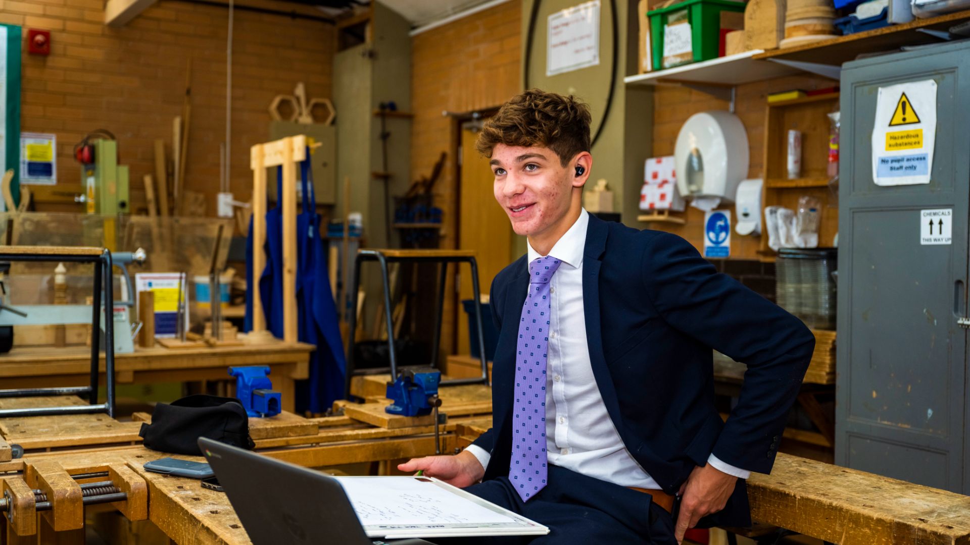 photo of a claires court sixth form student the workshop