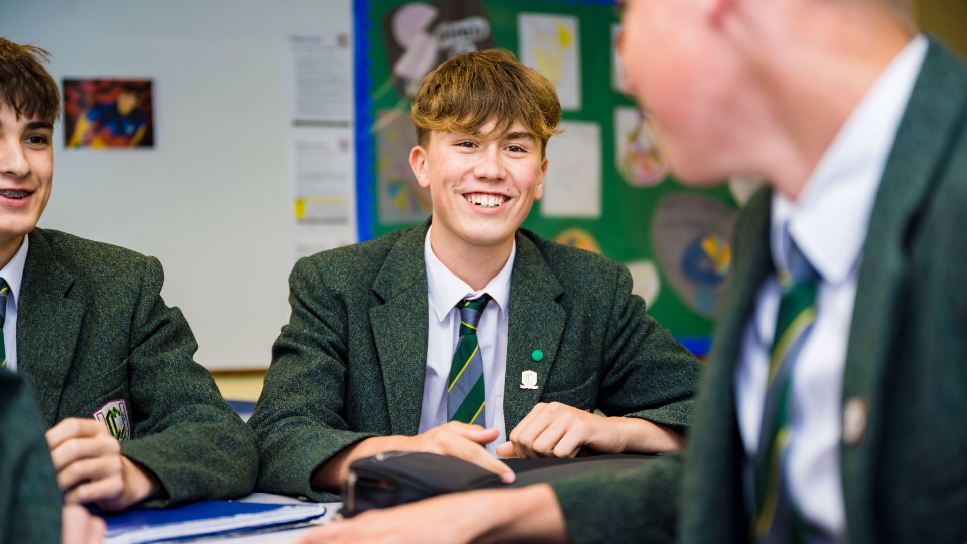 photo of claires court senior boys students in class